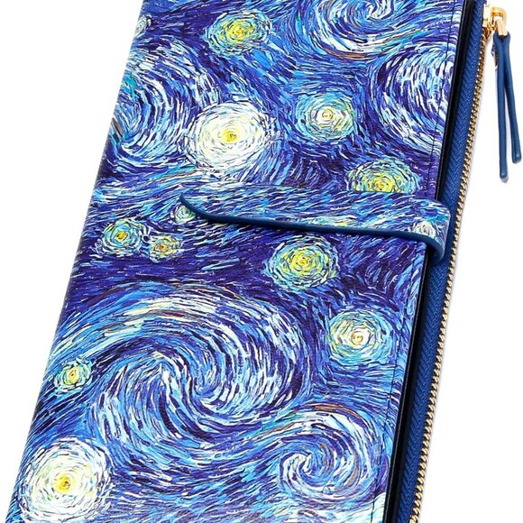 Women's Slim Faux Leather Wallet RFID Bifold Clutch with Zipper Pocket - Picture 1 of 6